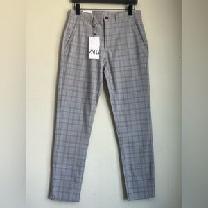 Zara Gray Dress Pants with Plaid Pattern